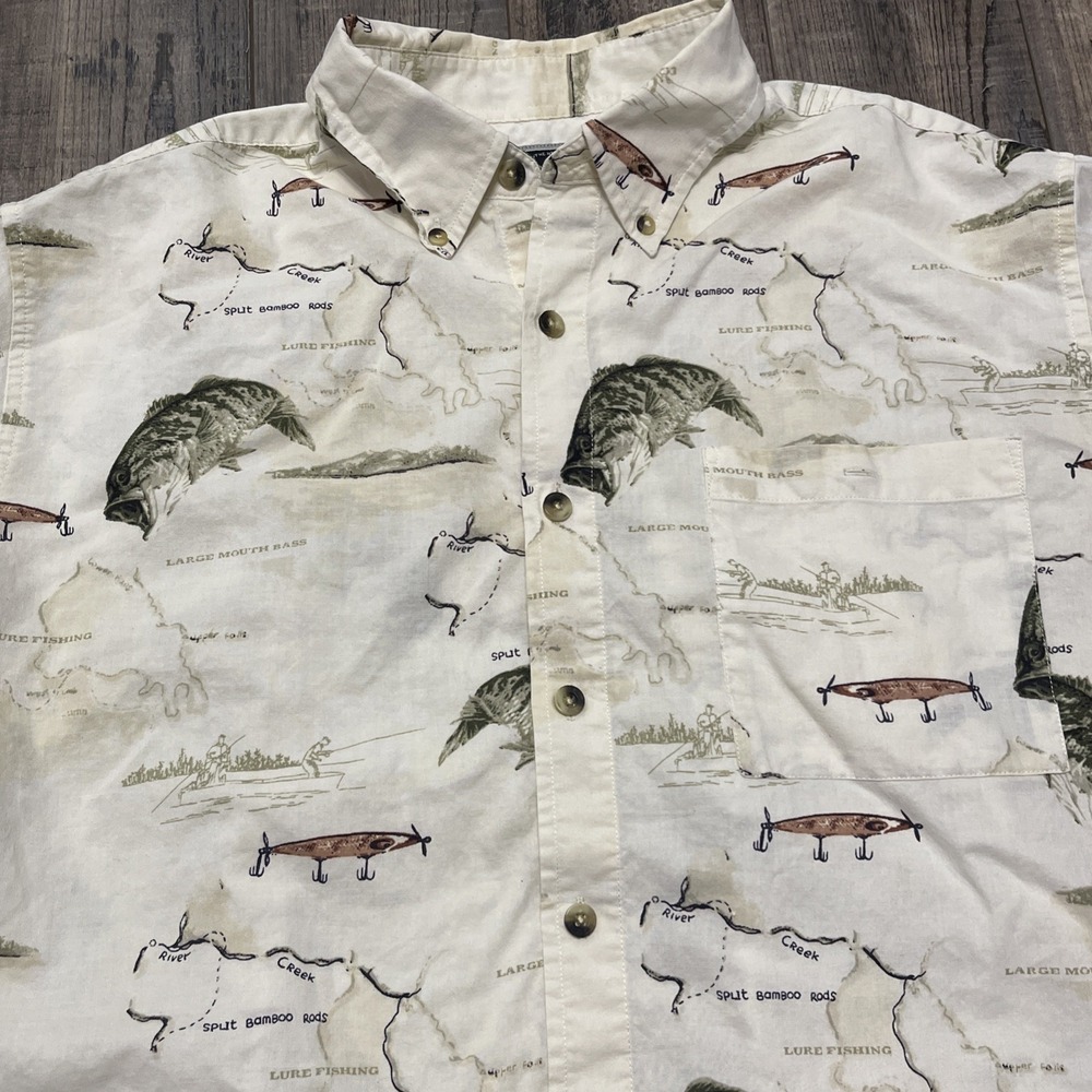 FIELD & STREAM L MEN'S 100% COTTON SHIRT FISHING short sleeve button sportsman